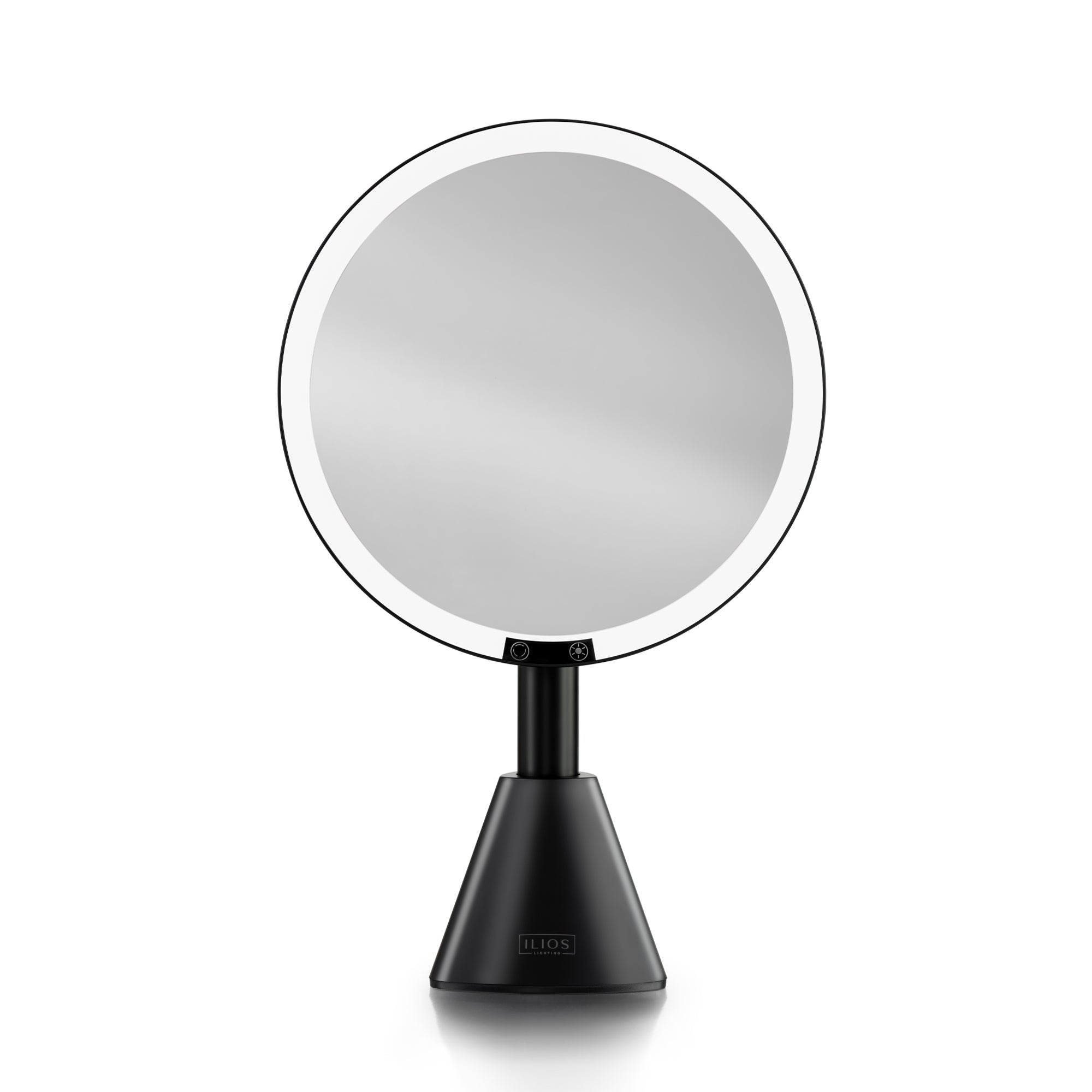 Luxury vanity mirror with light with black base on a white background