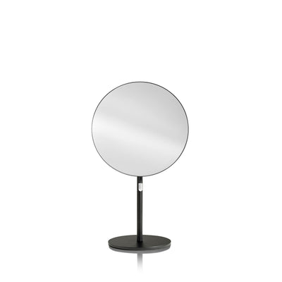 Round mirror on a black stand against a white background_#Silver_Black