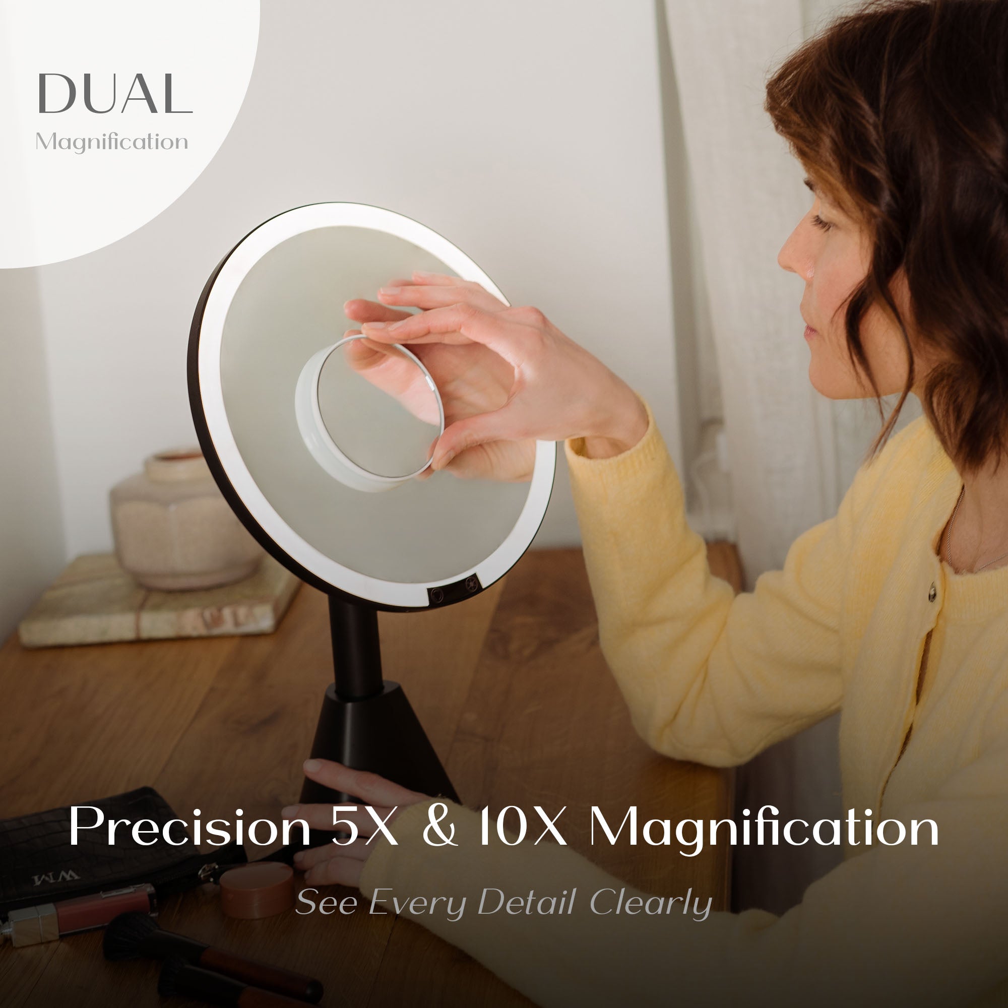 Women_placing_10x_mirror_on_larger_mirror_Makeup_Mirror_#Color_Black