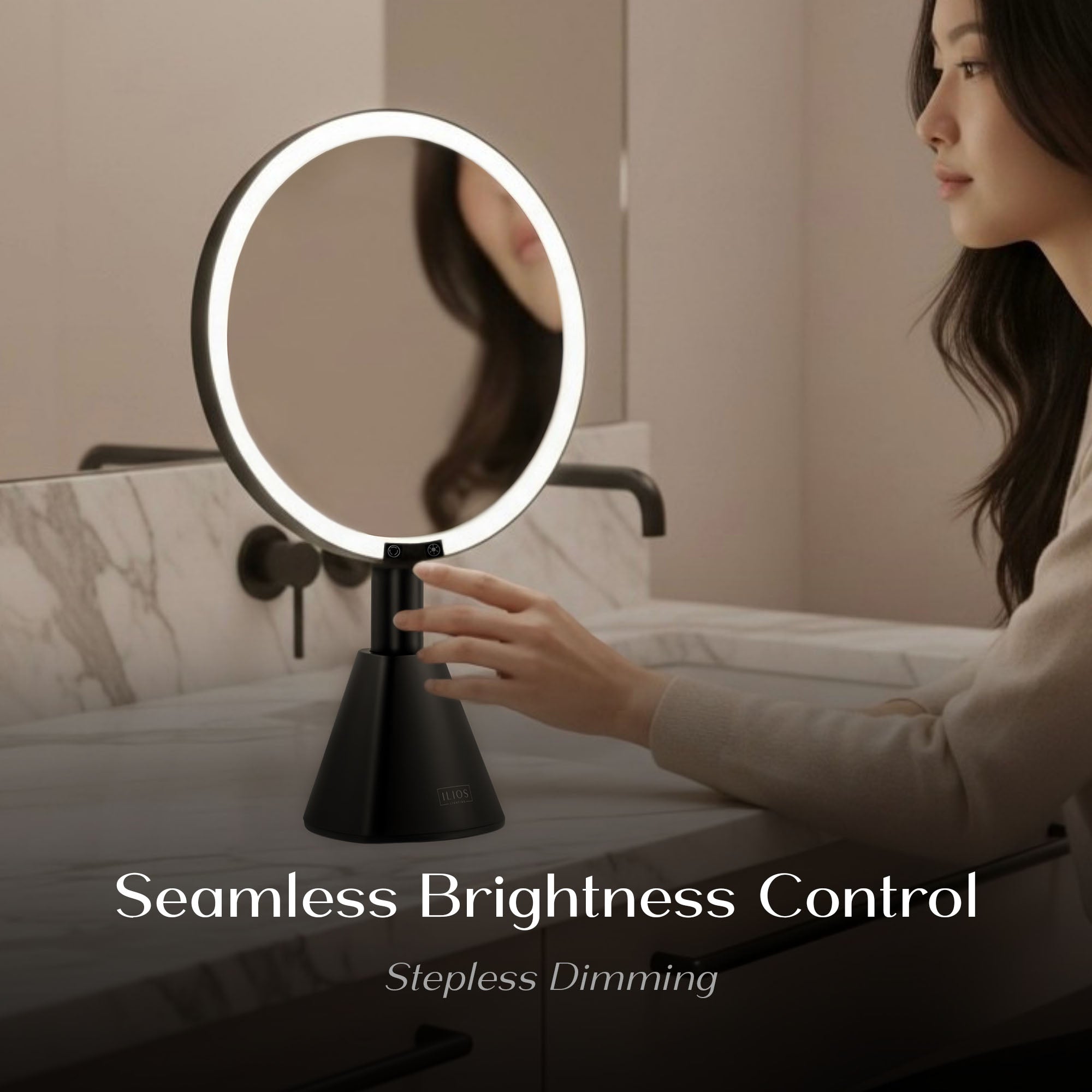 women_controlling_mirror_brightness_Makeup_Mirror_#Color_Black