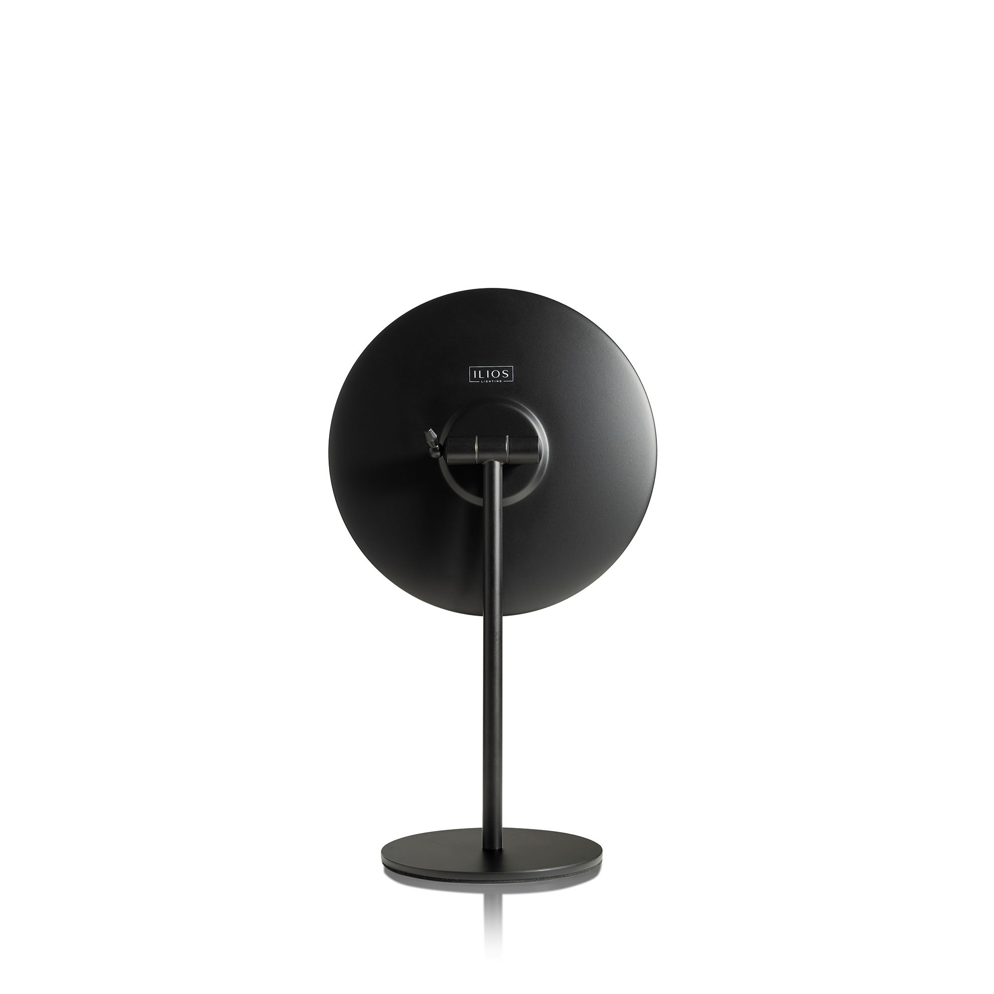 Round makeup mirror with stand on a white background_#Silver_Black